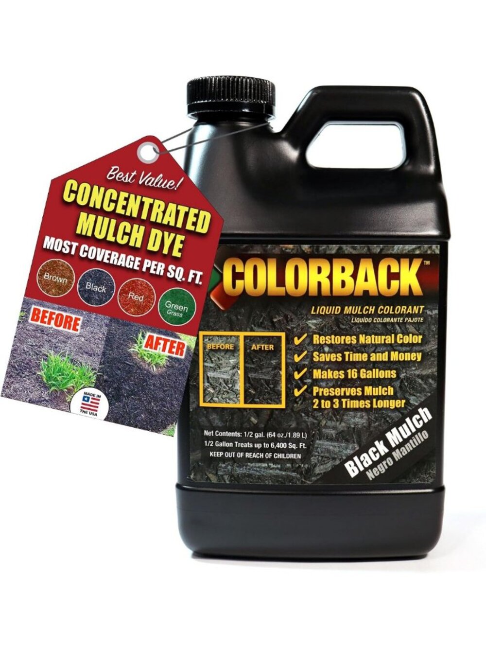 Eco-Friendly Black Mulch Dye for Landscaping & Garden Beds - 6,400 Sq Ft
